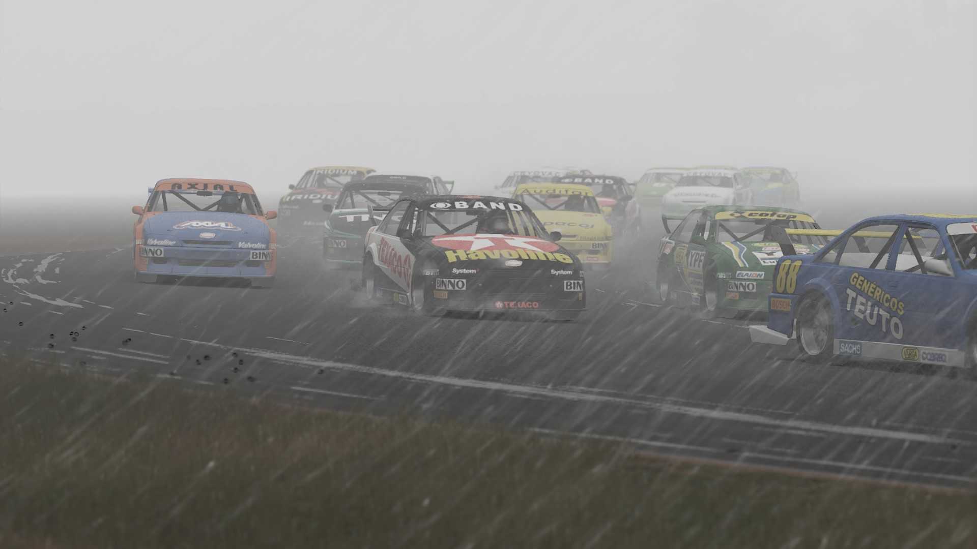 Omega Stock Car 1999s racing in heavy rain.